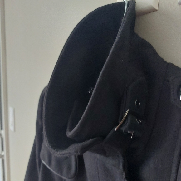 Tahari black wool blend feminine jacket coat with ruffle detail. - Picture 2 of 11